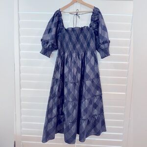 NWT HILL HOUSE Nesli Nap Dress Navy Glitter Check - XL